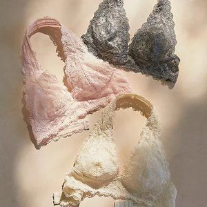Free People Galloon Lace Halter Bra in Pink